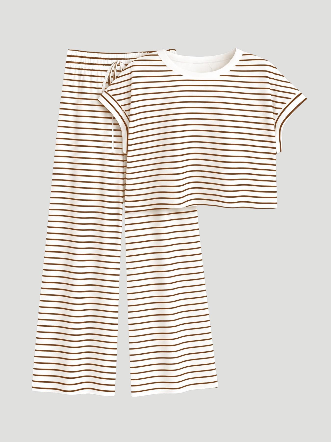 Women's 2-Piece Stripe Cross Back Lounge Set