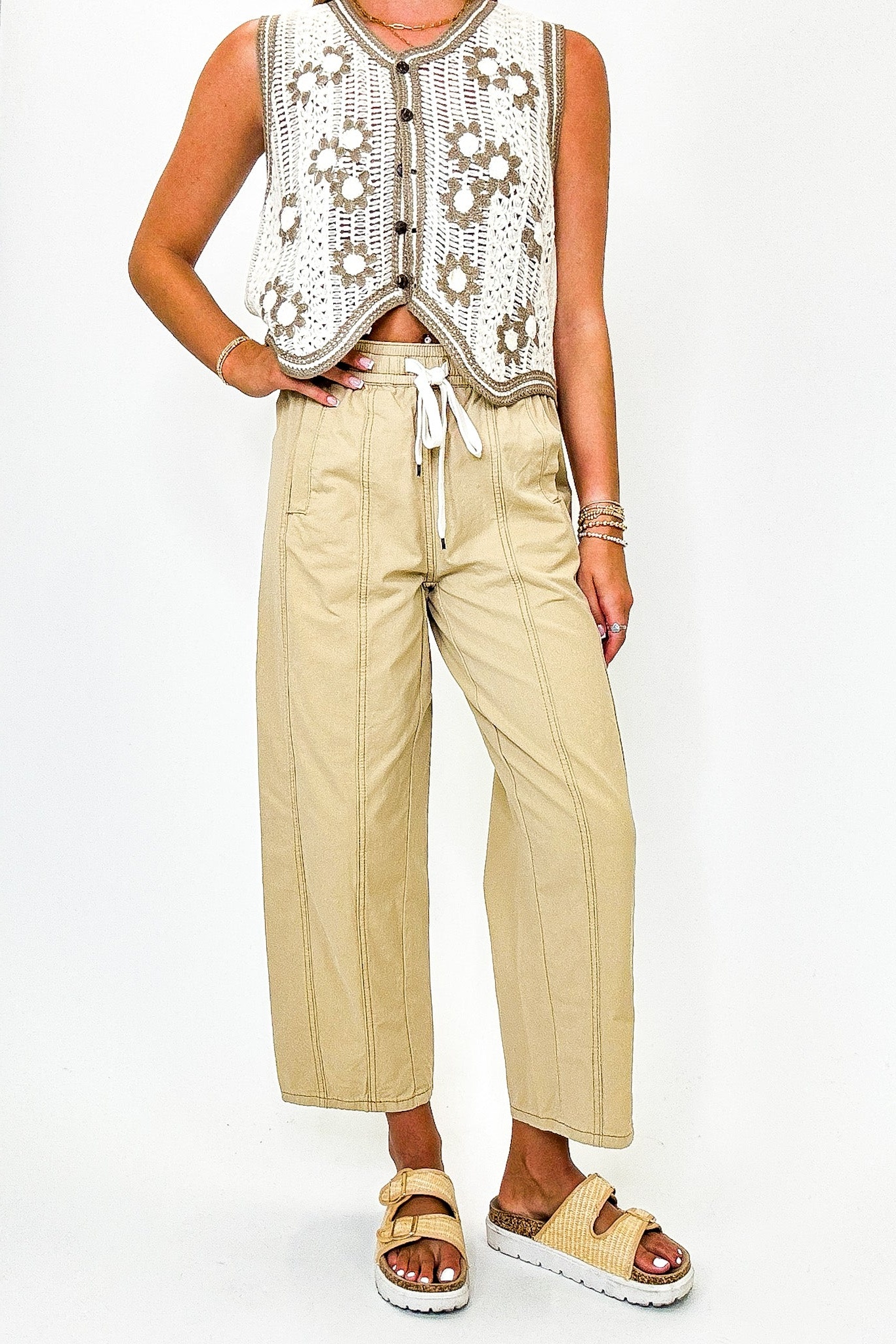 Knotline Tie Waist Elastic Pants