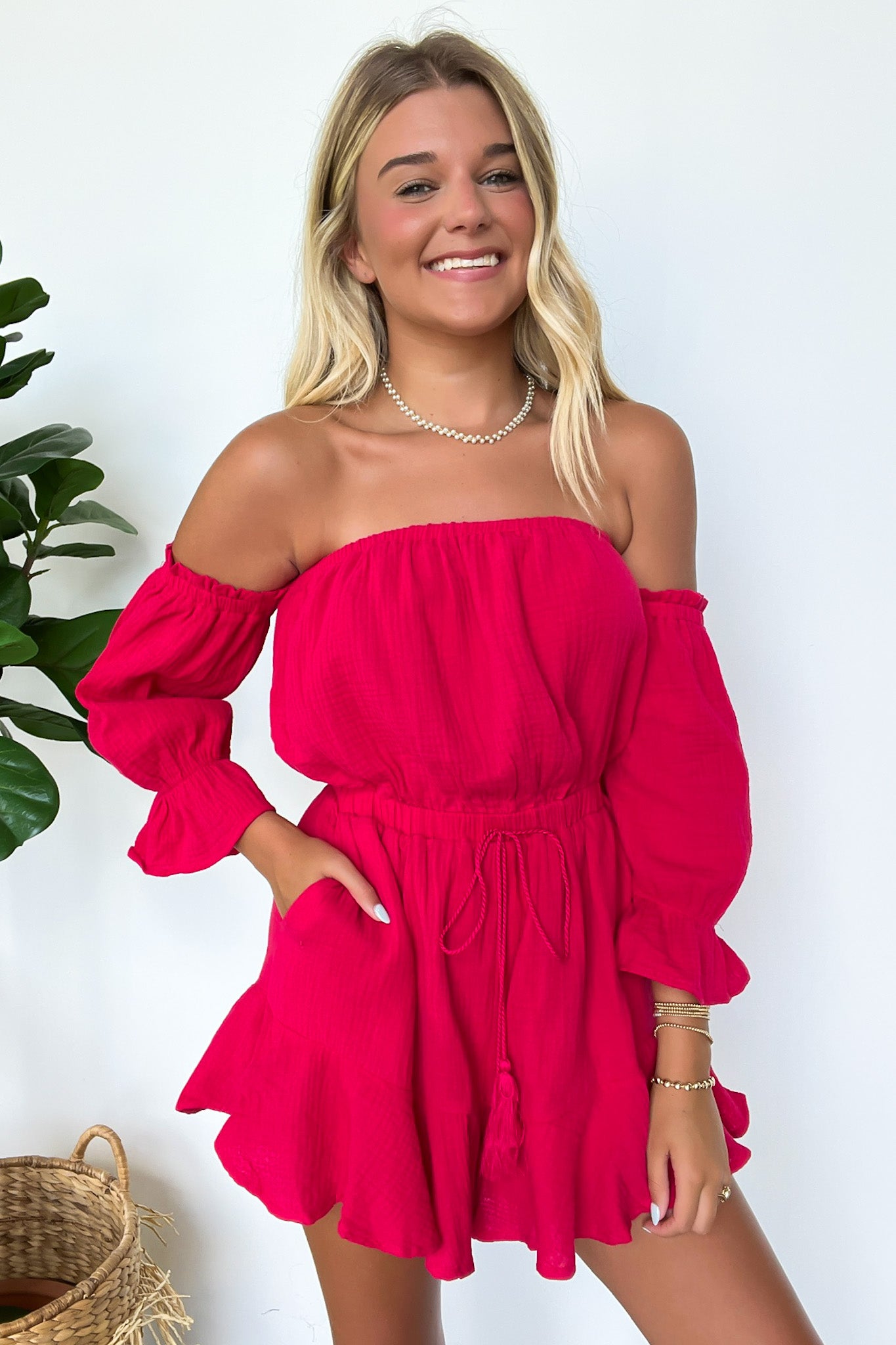 Bubble Sleeve Off Shoulder Romper