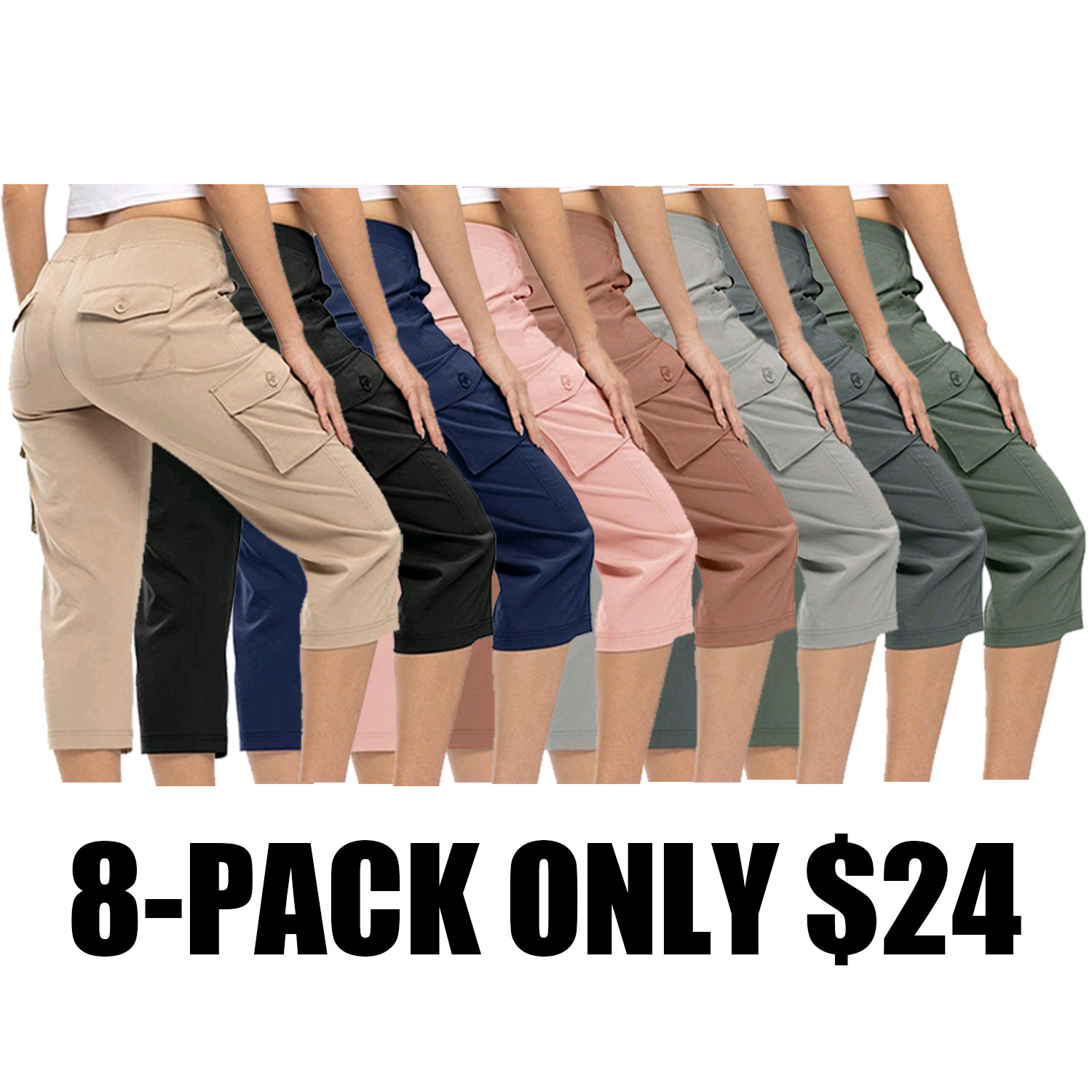 Women's Outdoor Lightweight CargoCapris Pants Casual Outdoor Trip Loose Shorts