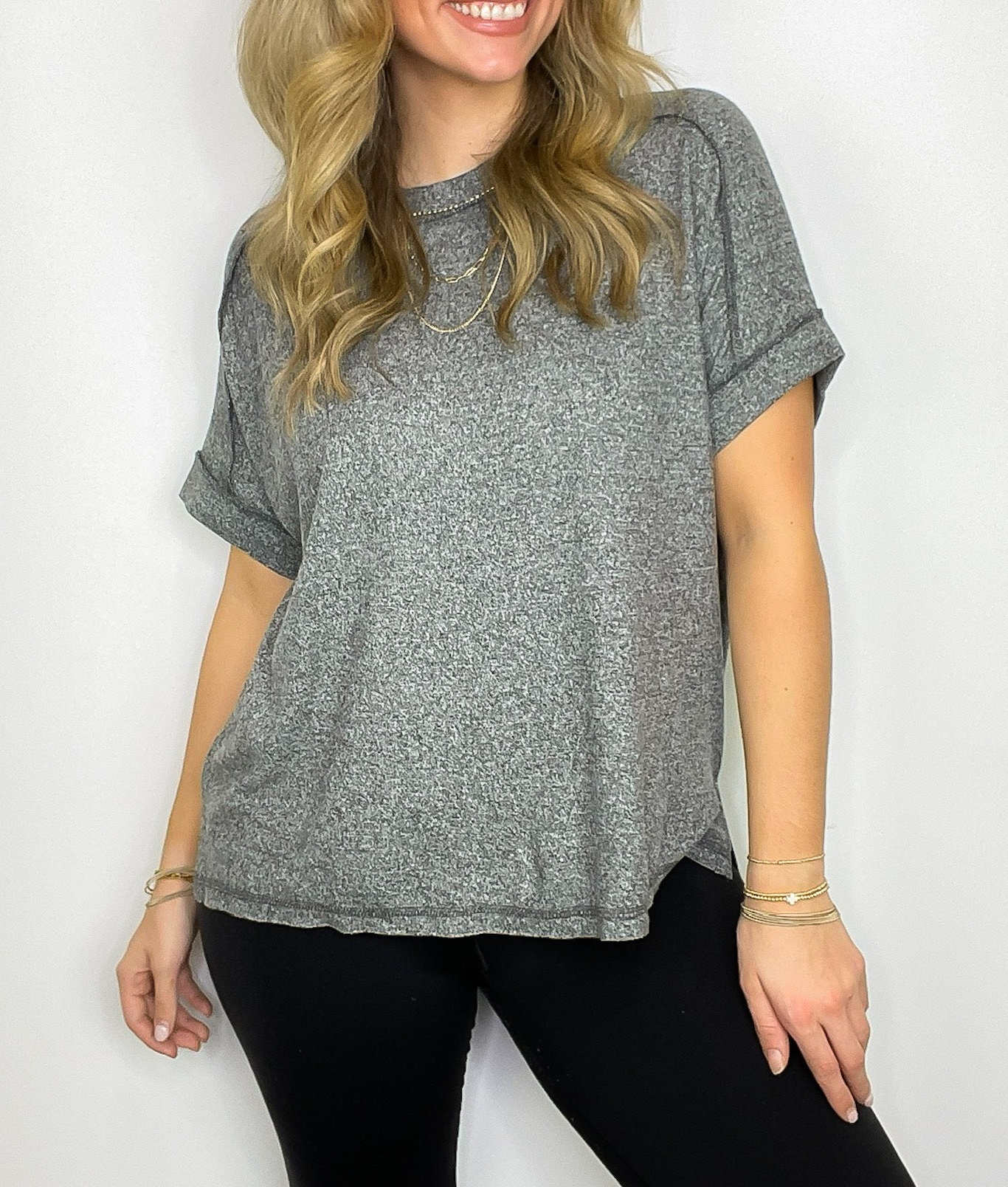 Sunday Muse Melange High Low Tee
