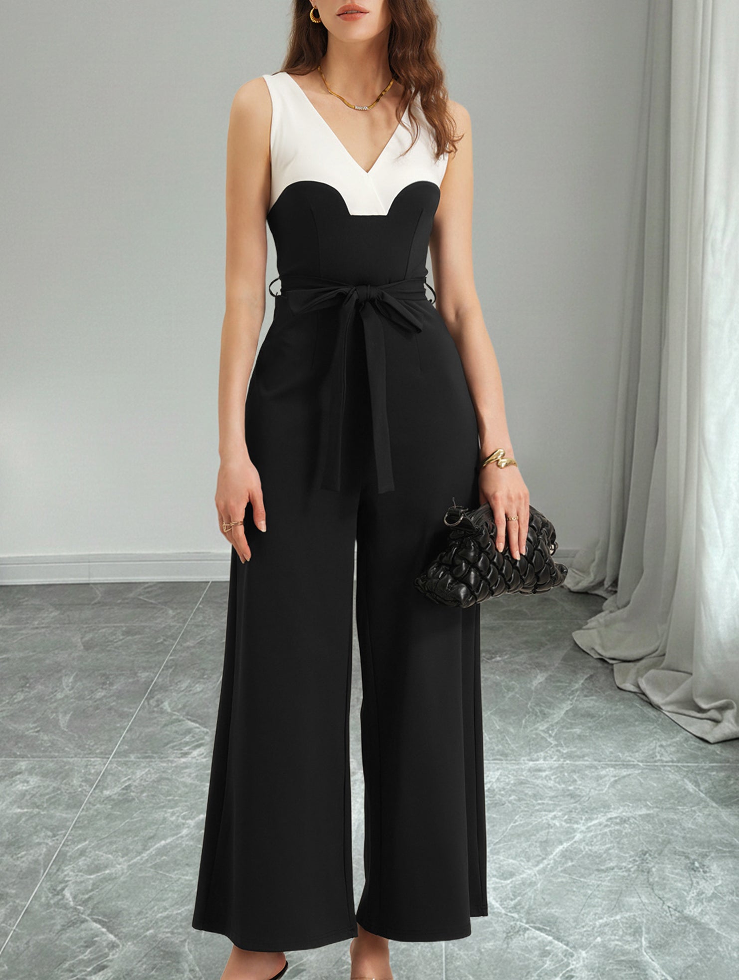 Color Block Cami Wide Leg Jumpsuit