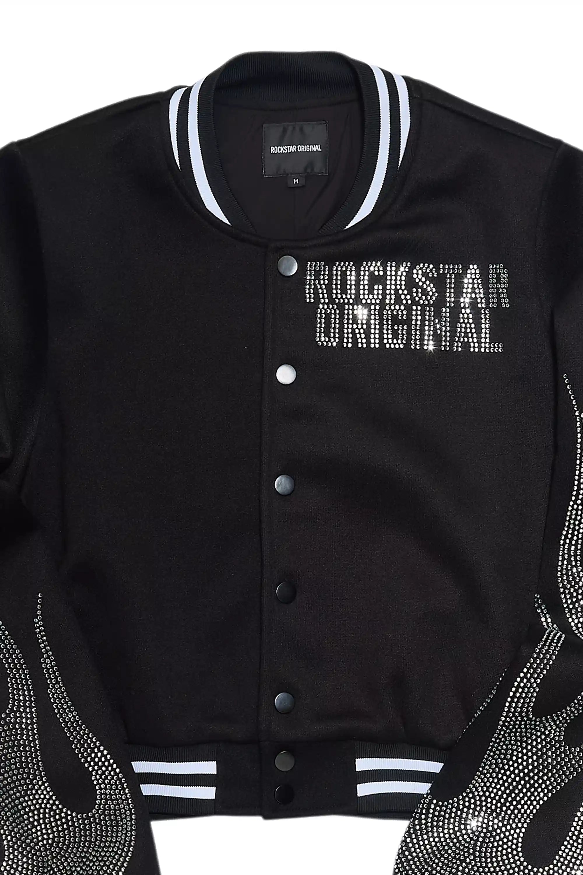 Beunca Black Rhinestone Varsity Jacket