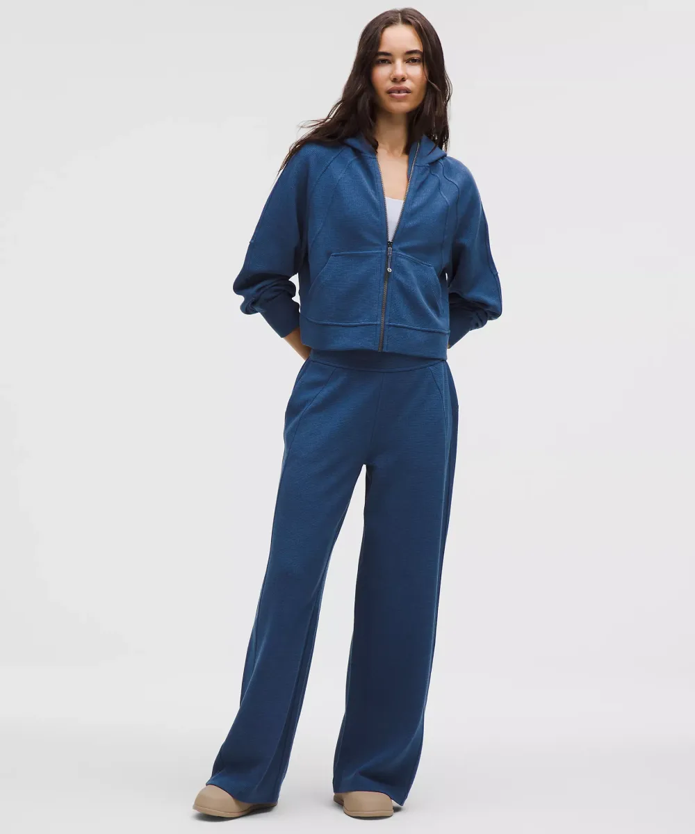 Women's Waffle Lounge Set – Hoodie & Wide-Leg Pant