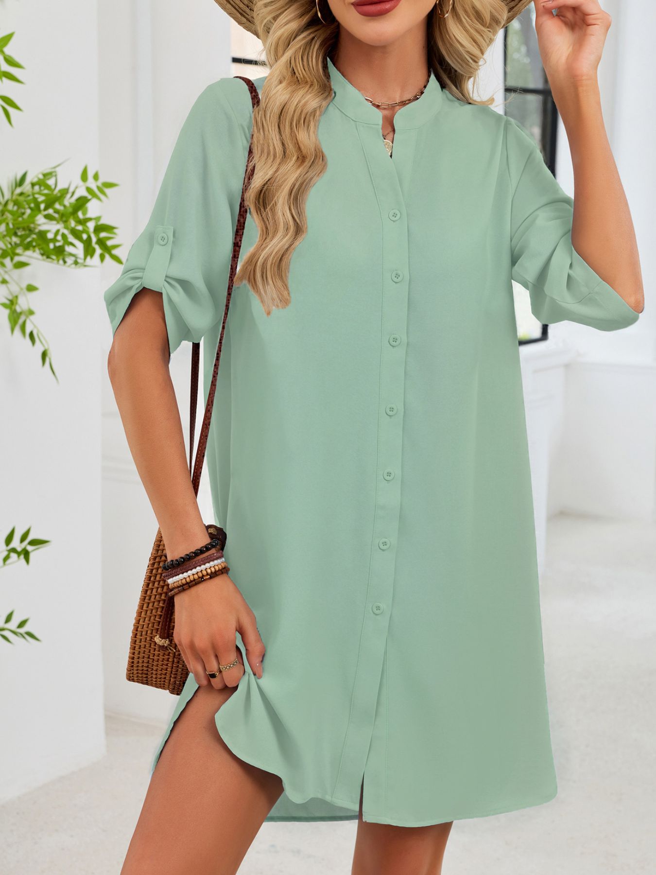 Casual Button-Down Shirt Dress