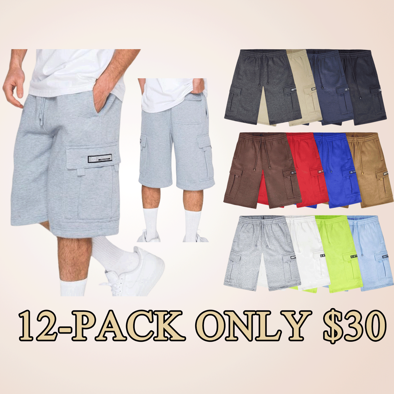 Baggy fit Fleece Shorts Menswear Cargo