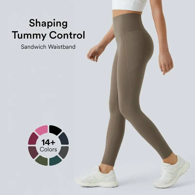 High Waisted Tummy Control Pocket Shaping Training Leggings