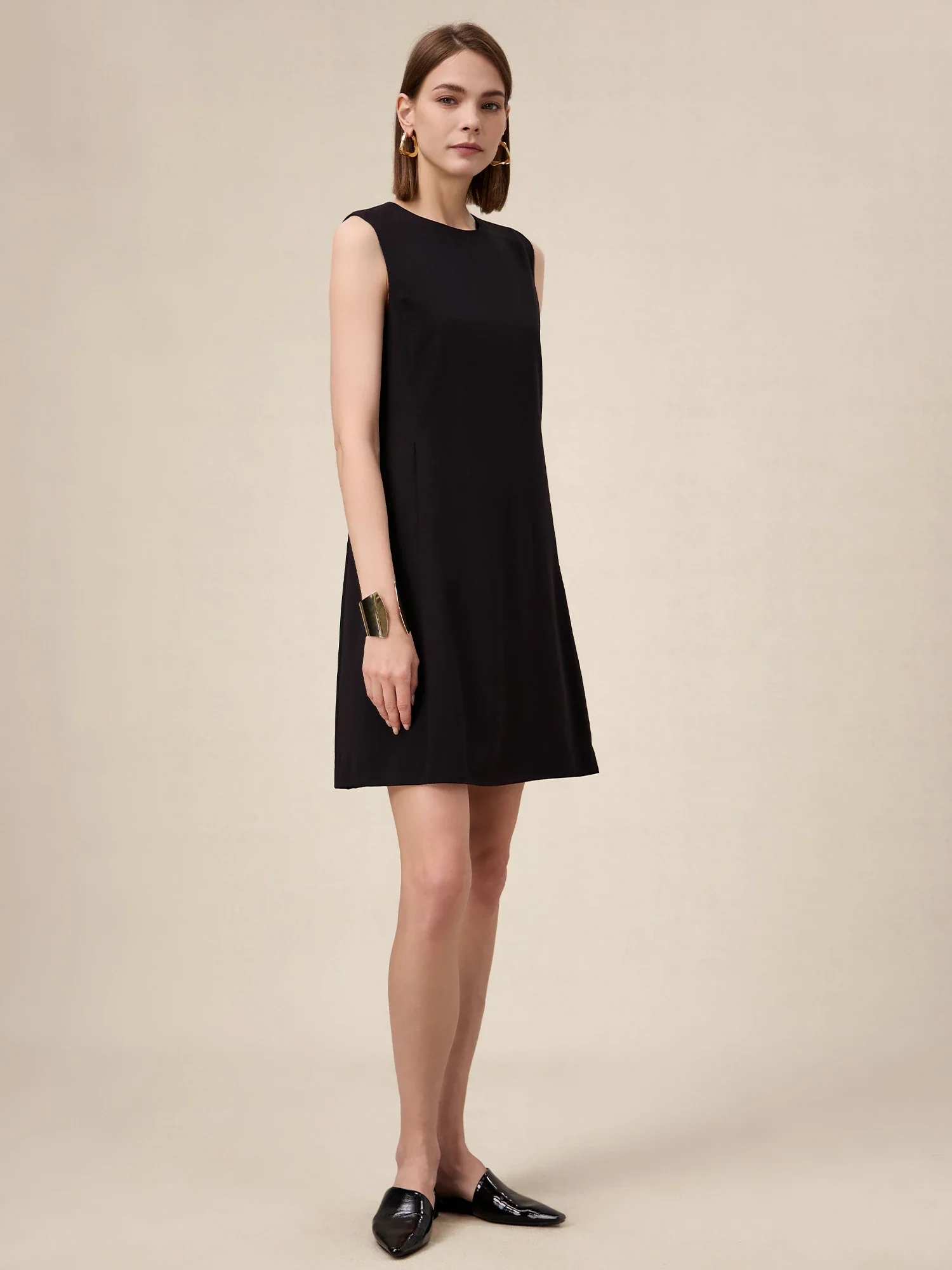 Wool Round Neck Sleeveless Simple Dress