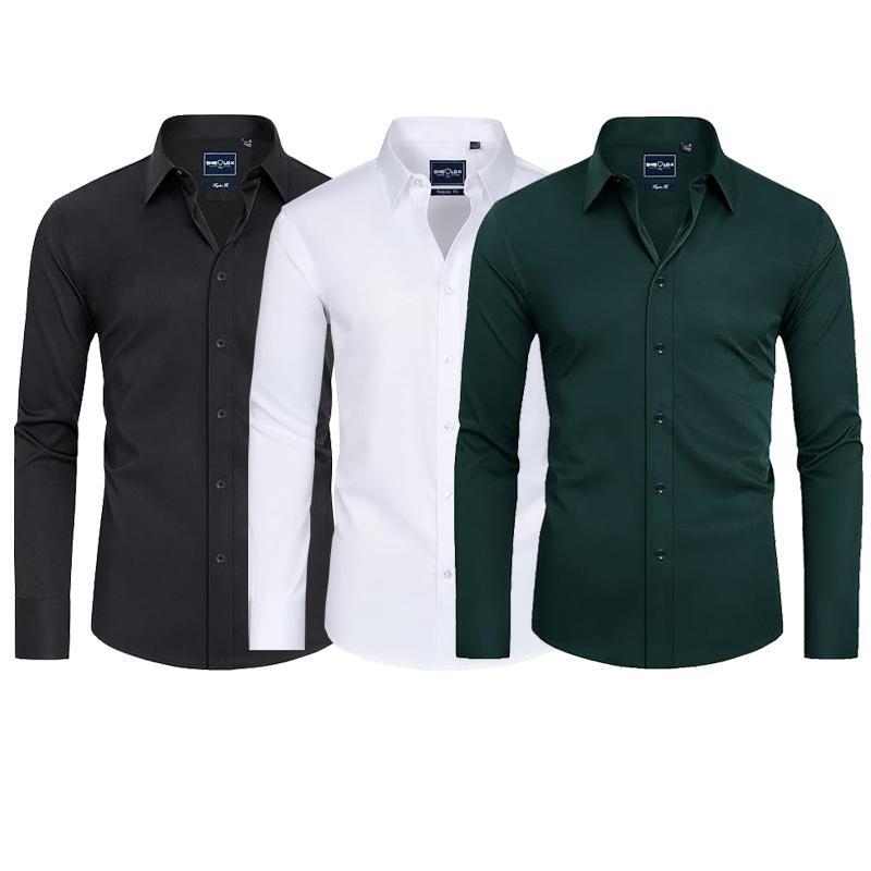 Men's Slim Fit Stain-Resistant Dress Shirts – Long Sleeve Button