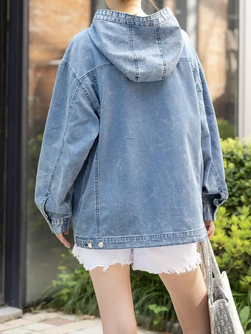 WOMEN'S DENIM HOODED SWEATSHIRT