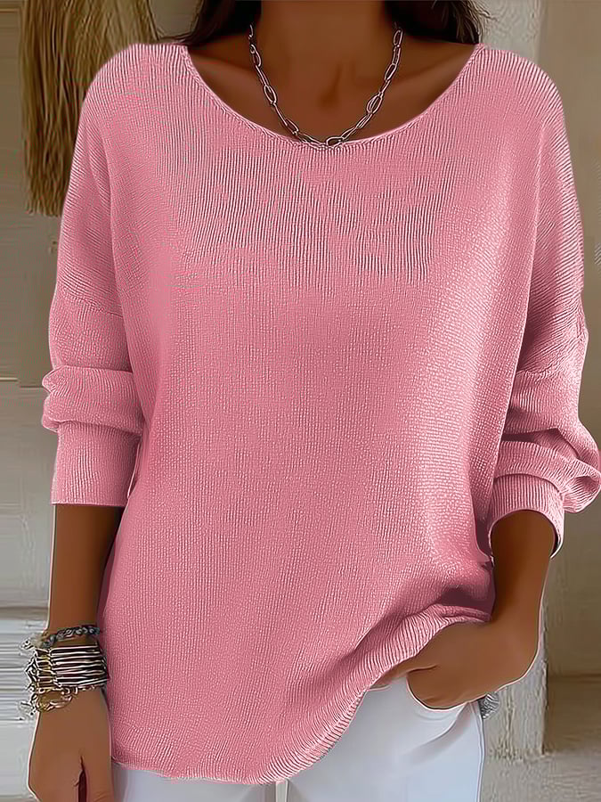 Women's casual autumn and winter long-sleeved ribbed shirt