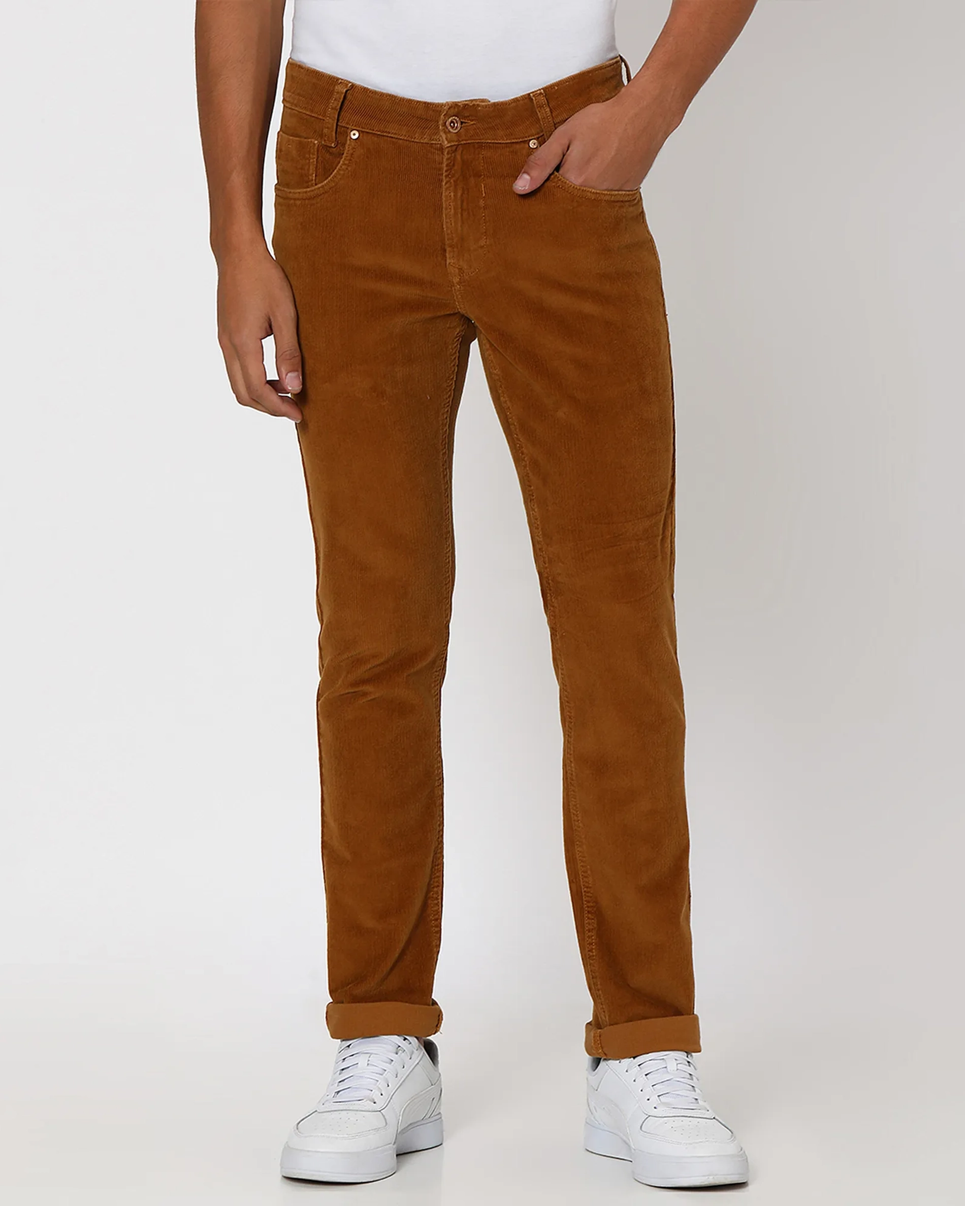 Classic Versatile Slim-Fit Straight-Leg  Khaki Trousers