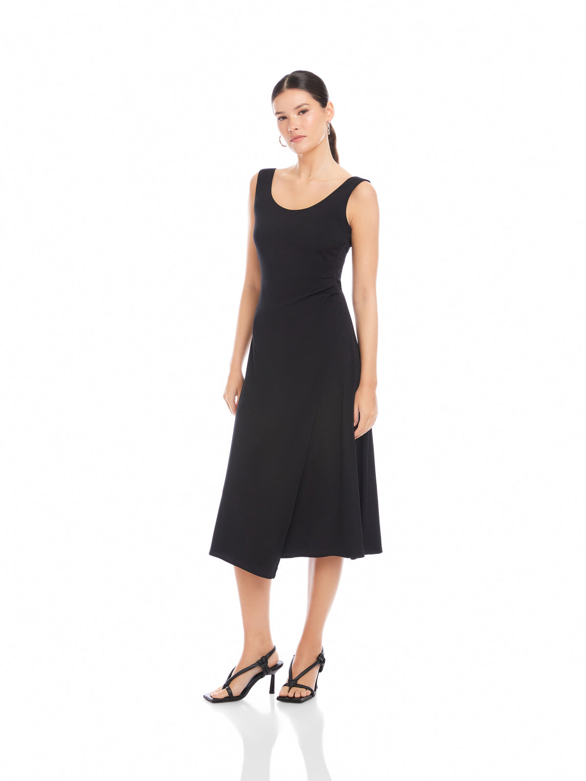 Shari Side-Pleat Dress in Black