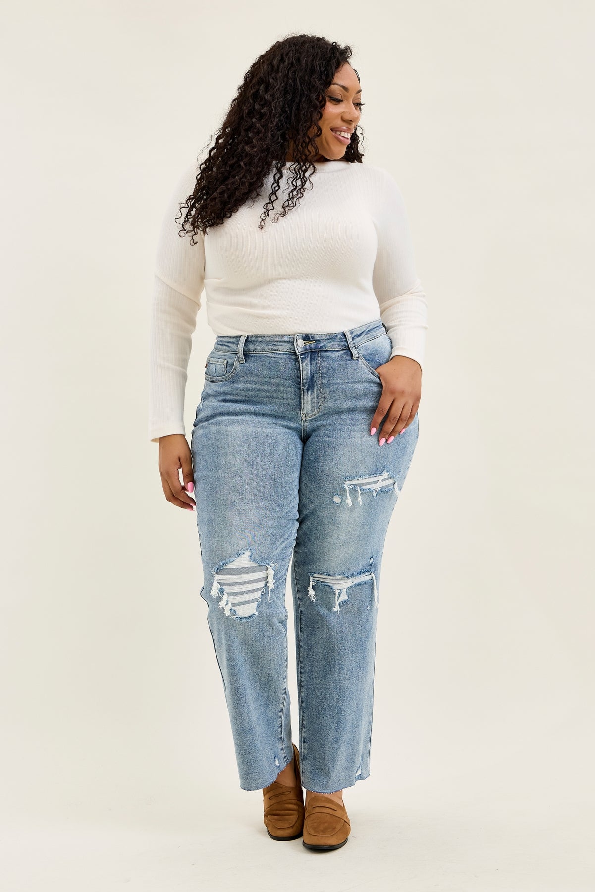 Brenda Retro 90s Destructed Straight - PLUS