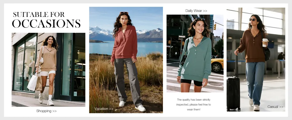 Womens Oversized Button Up V Neck Sweatshirt