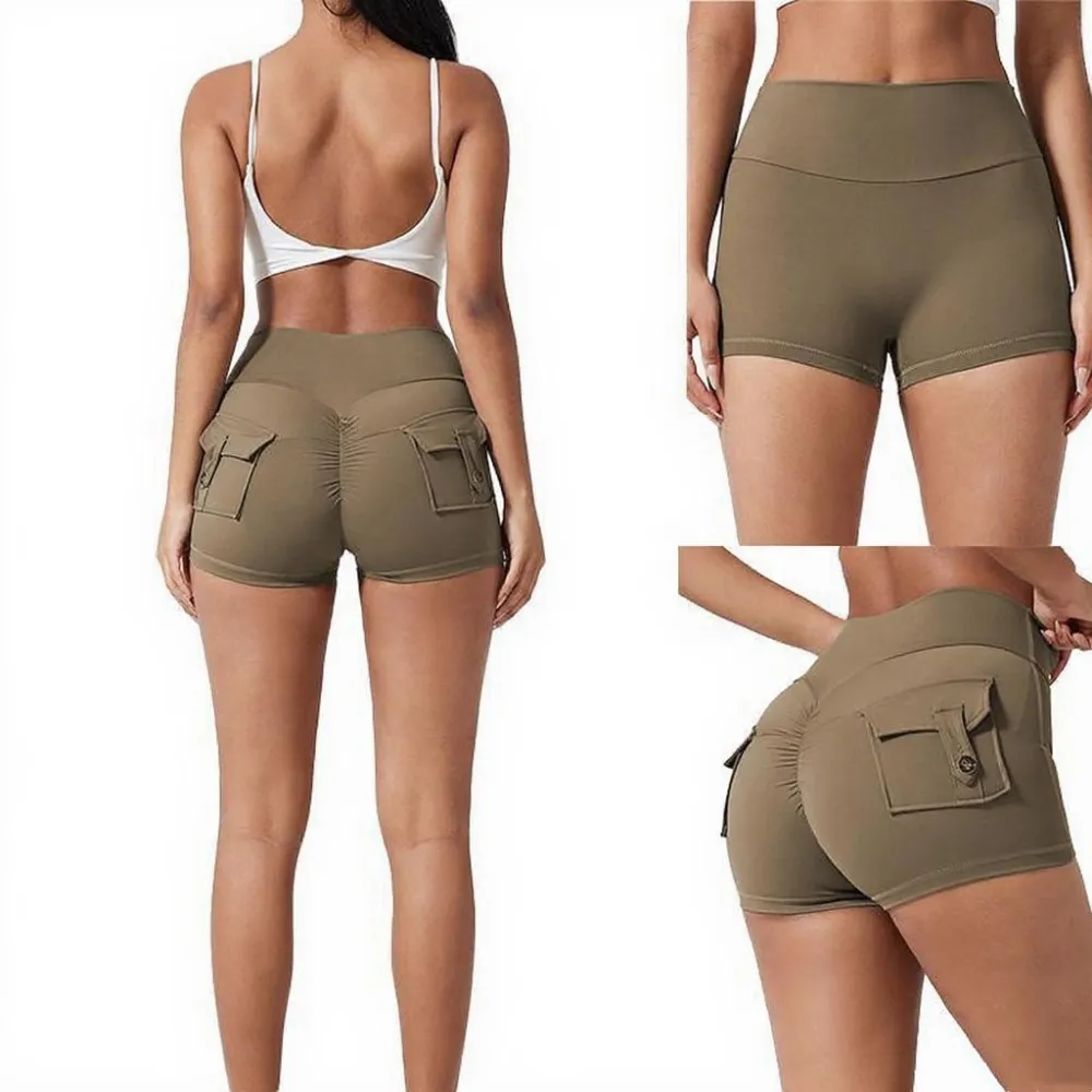 Women's High Waist Ruched Skinny Sports Shorts