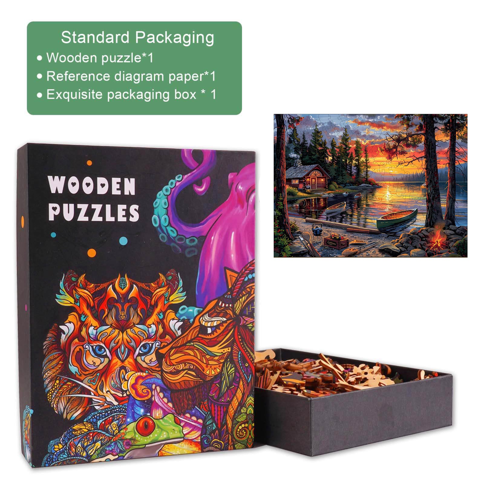 Canoe Lake-1 Wooden Jigsaw Puzzle
