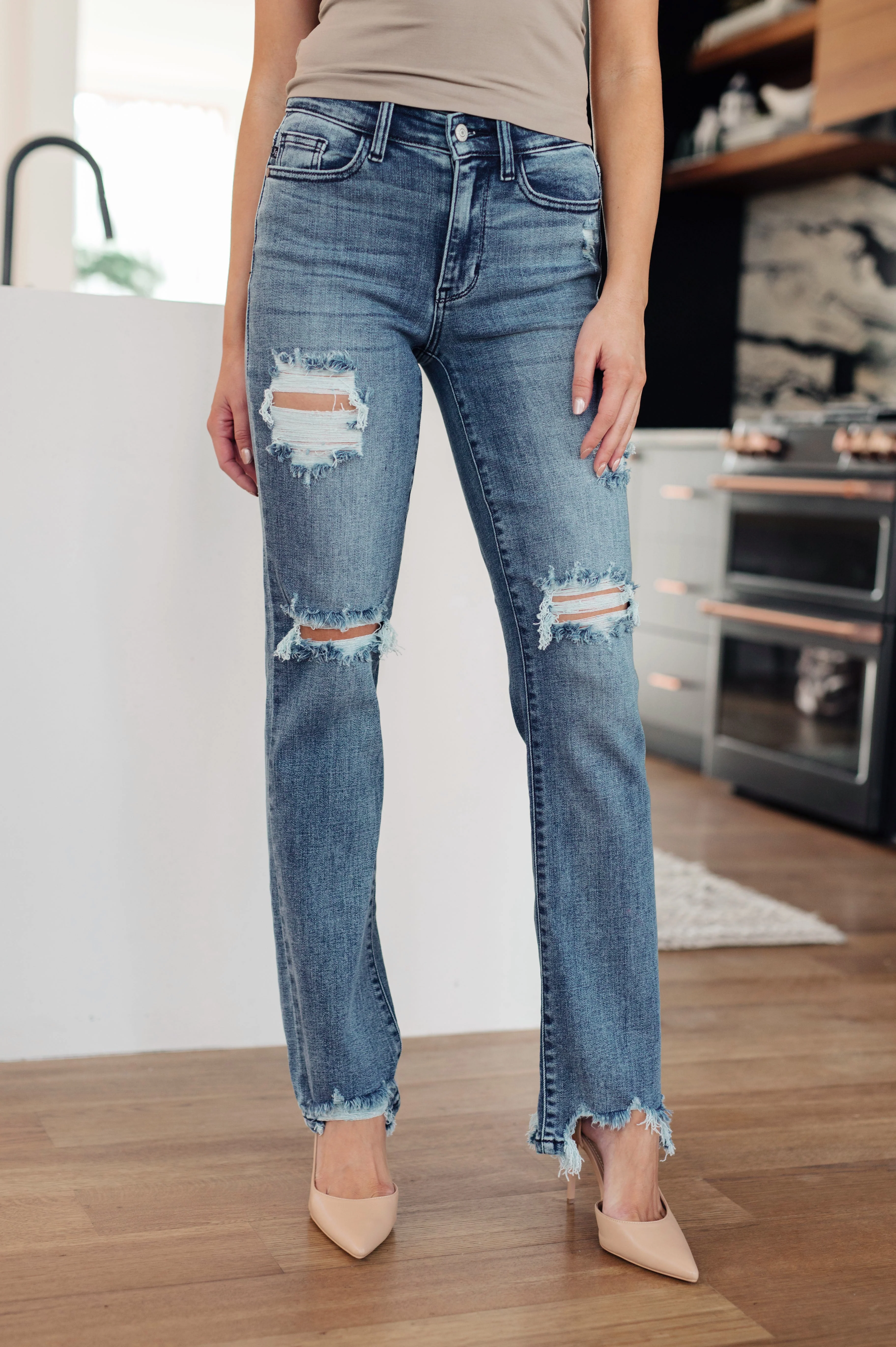Destroyed Straight Jeans