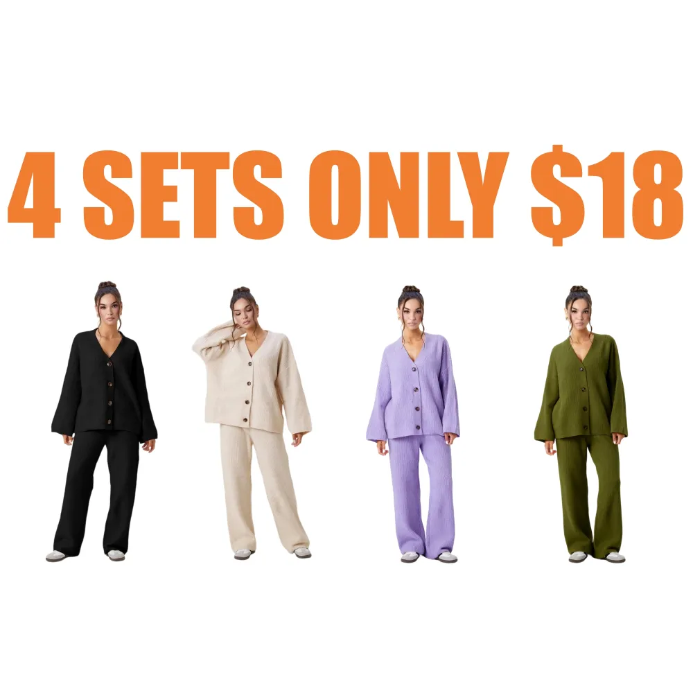 Women's Slouchy Solid Color V-Neck Button-Up Long Sleeve