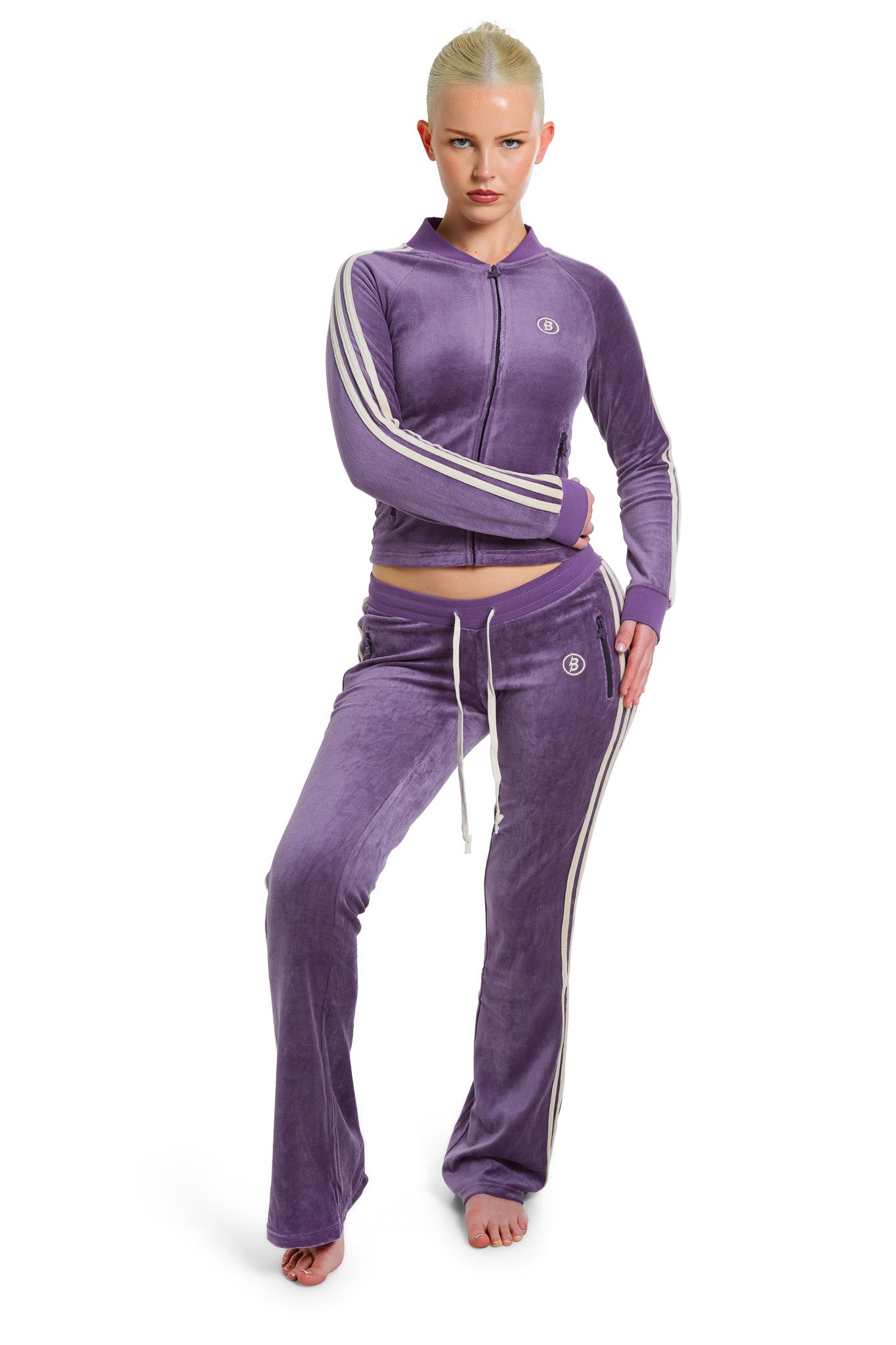BODY VELOUR TRACK PANTS (PURPLE)