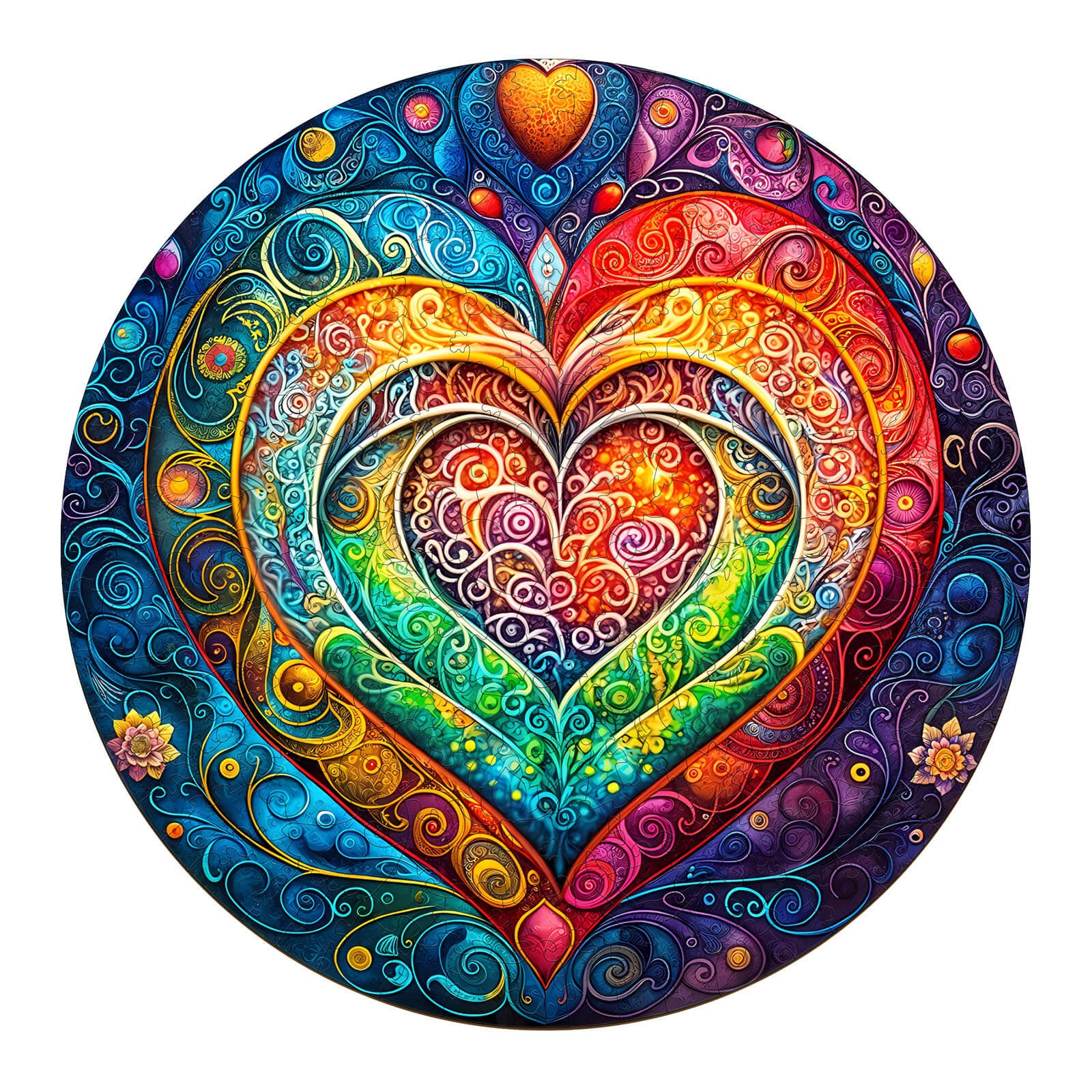 Mandala Heart Wooden Jigsaw Puzzle