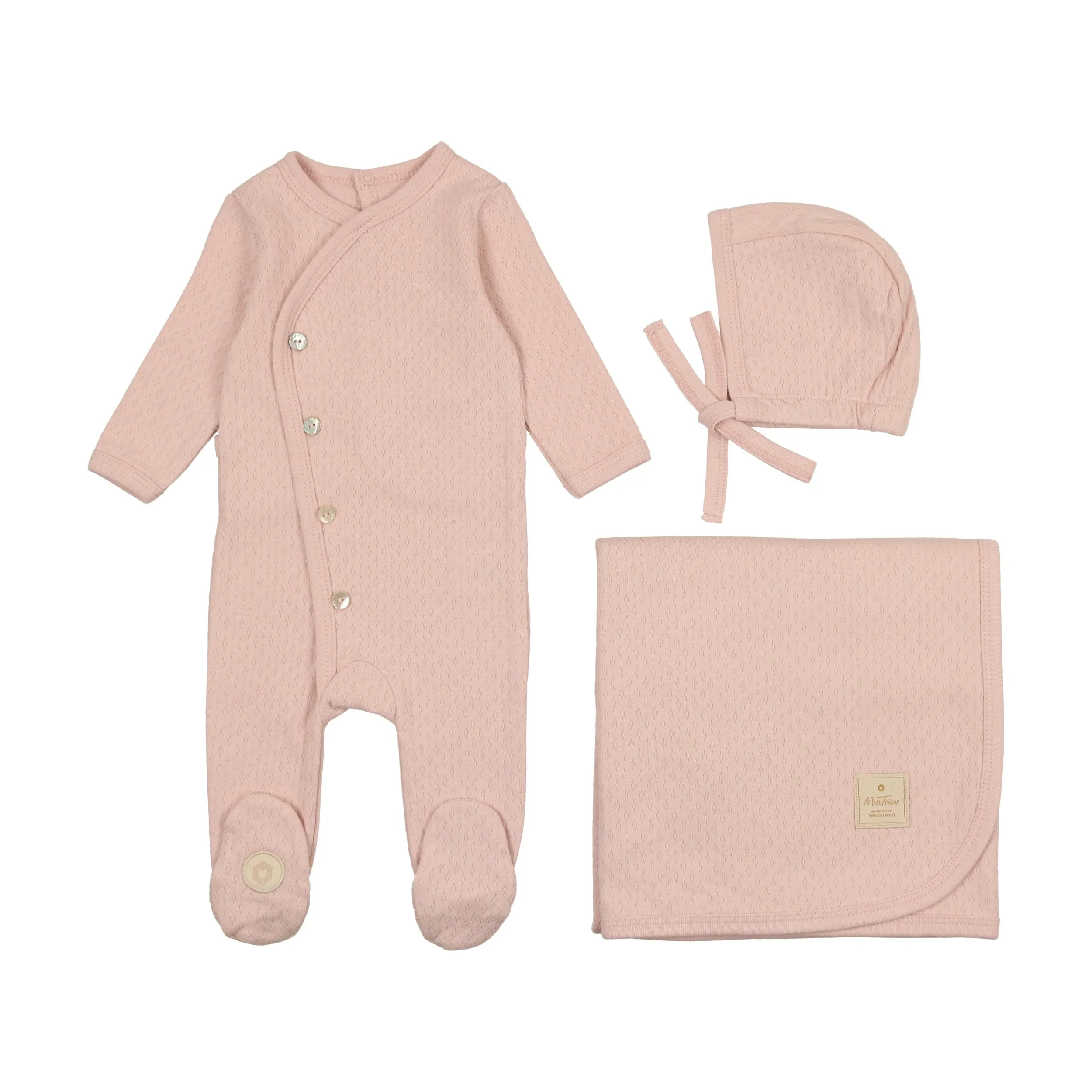 POSH POINTELLE LAYETTE SET LIGHT ROSE