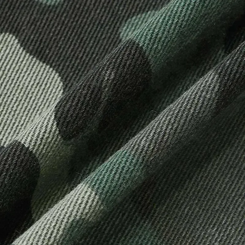 Camo Print Mid Waist Straight Leg Capri Pants Without Belt