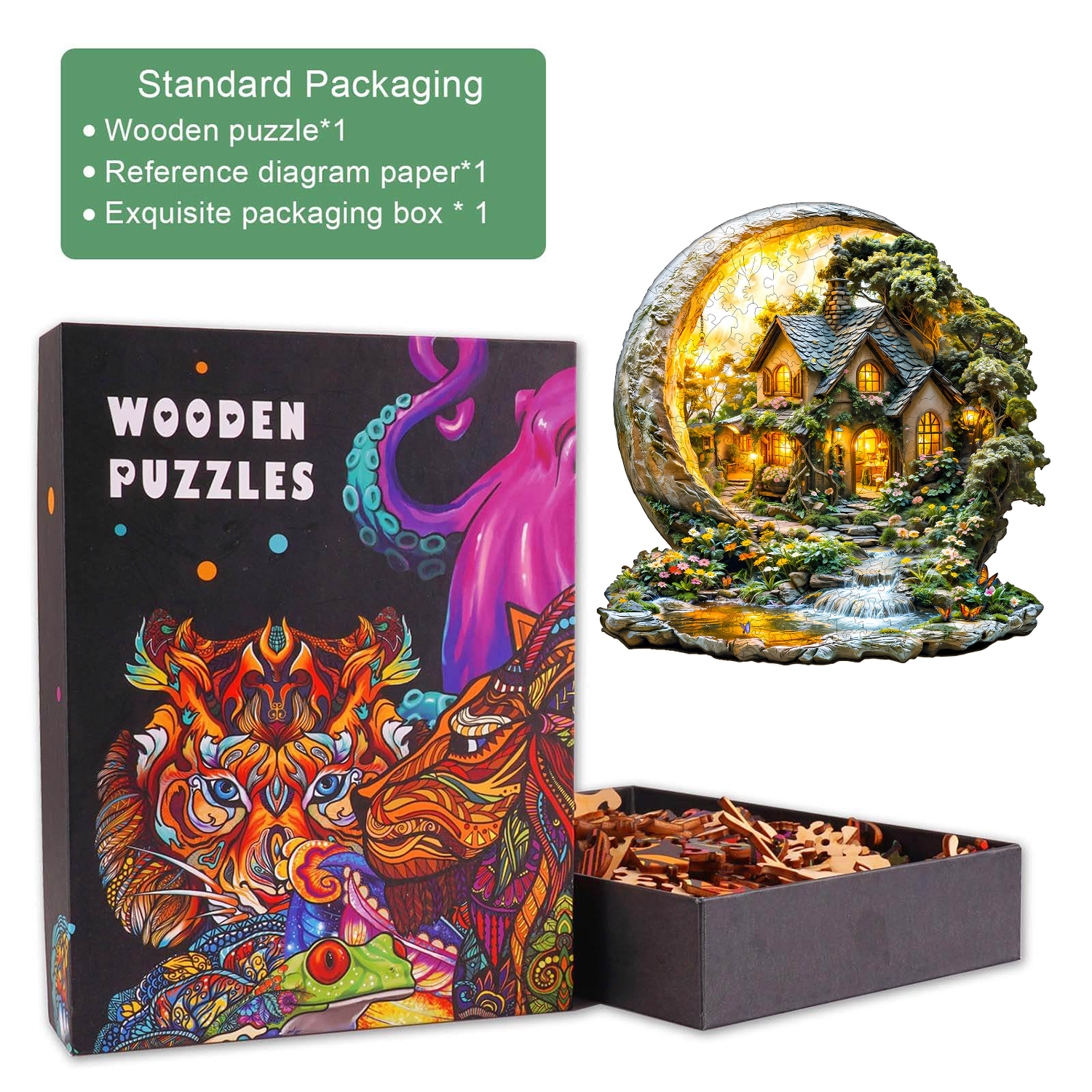 Moonlight Garden-1 Wooden Jigsaw Puzzle