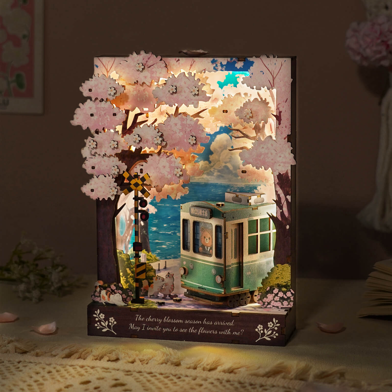 Sakura Rendezvous â€“ DIY Wooden Painting, 3D Puzzle Craft Kit