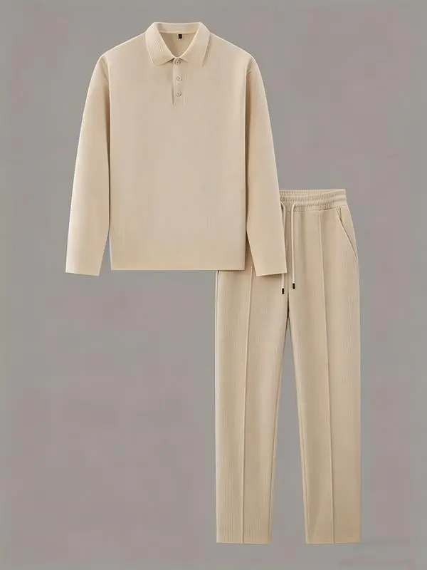 2-piece men's luxury retro suit set - Four season long sleeved jacket and pants with chest pocket