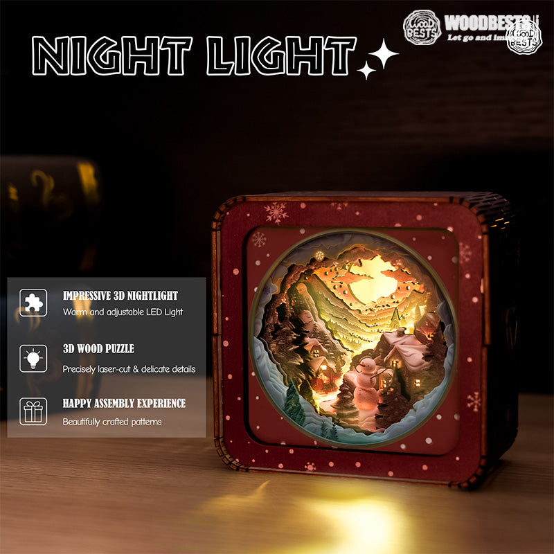 Snow Mountain Hut Kit - 3D Wooden Puzzle Night Light