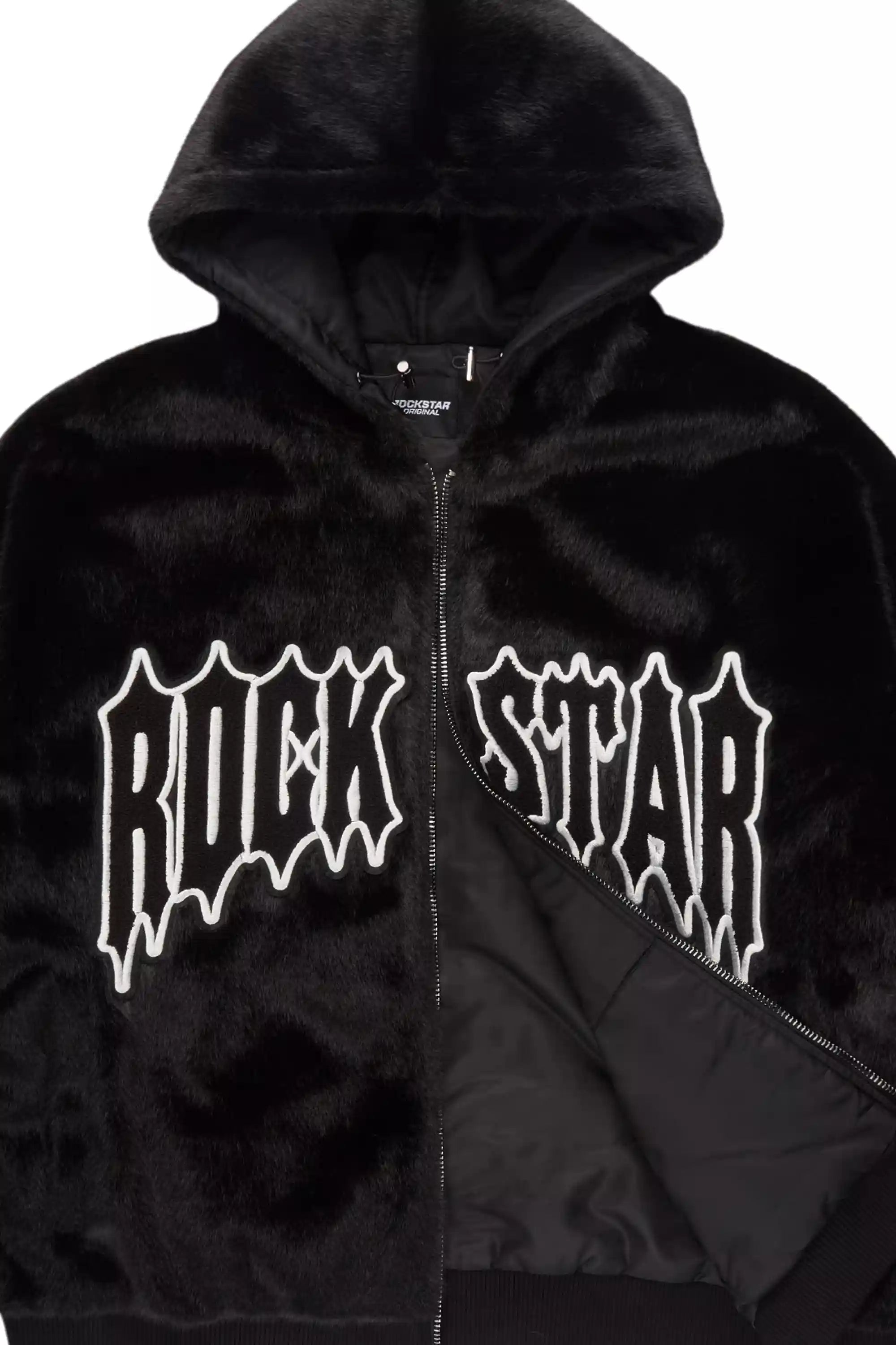 Jaleah Black Oversized Fur Jacket