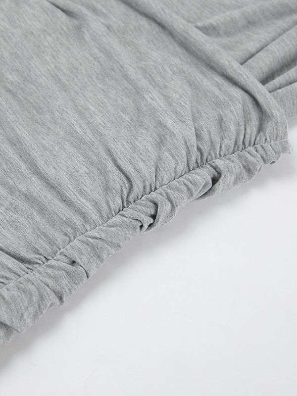 Pleated Solid Color Split-Joint Long Sleeves Skinny Off-the-shoulder Maxi Dresses Evening Dresses