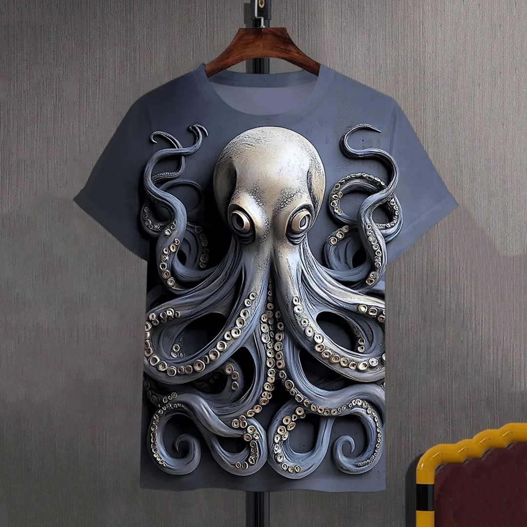 Men's 3d Octopus Graphic Print Casual T-shirt