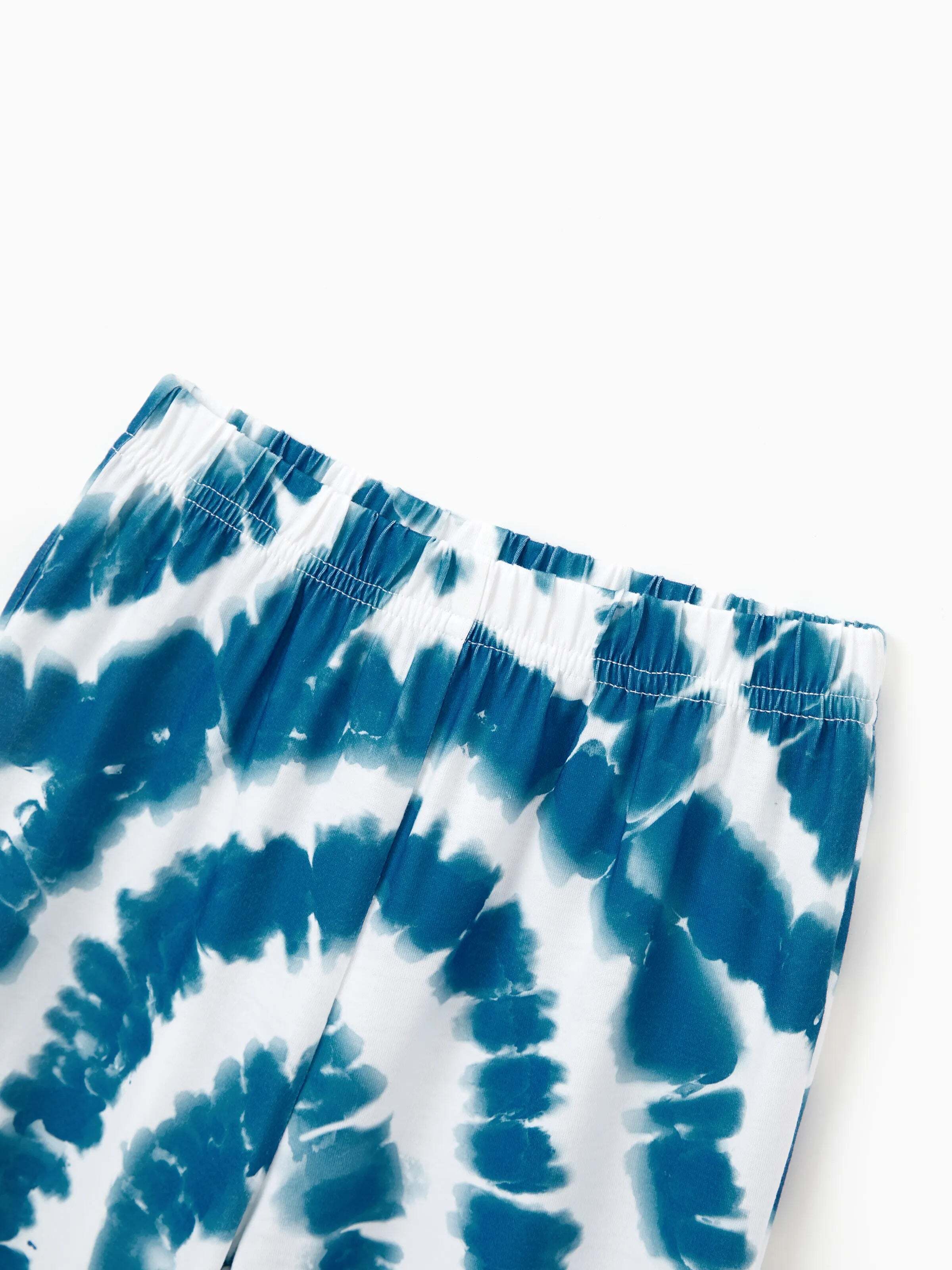 Christmas Matching Family Pajamas Set Tie-dye Snowman Print Blue PJS with Christmas Socks Deep Blue