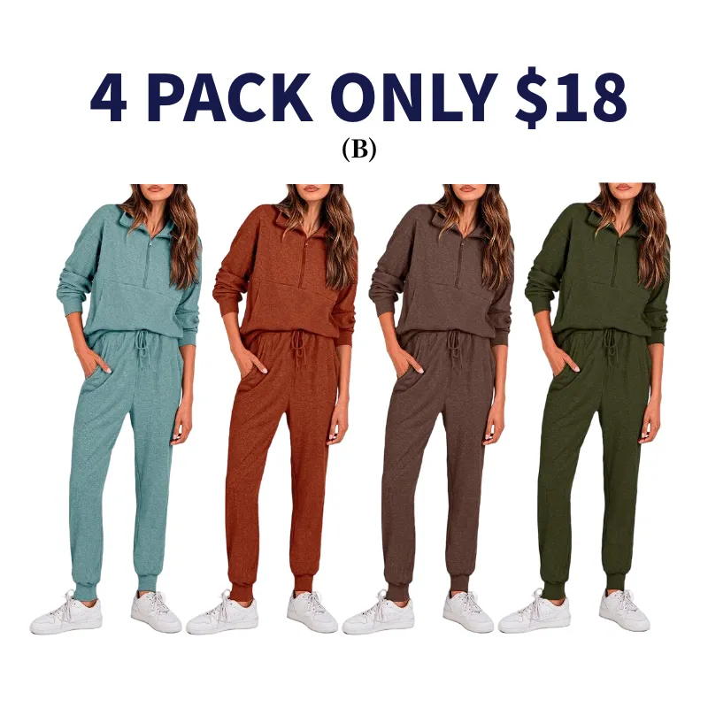 Women's 2-Piece Sweatpants Set Long Sleeve Half Zip Pullover Sweatshirt and Pants