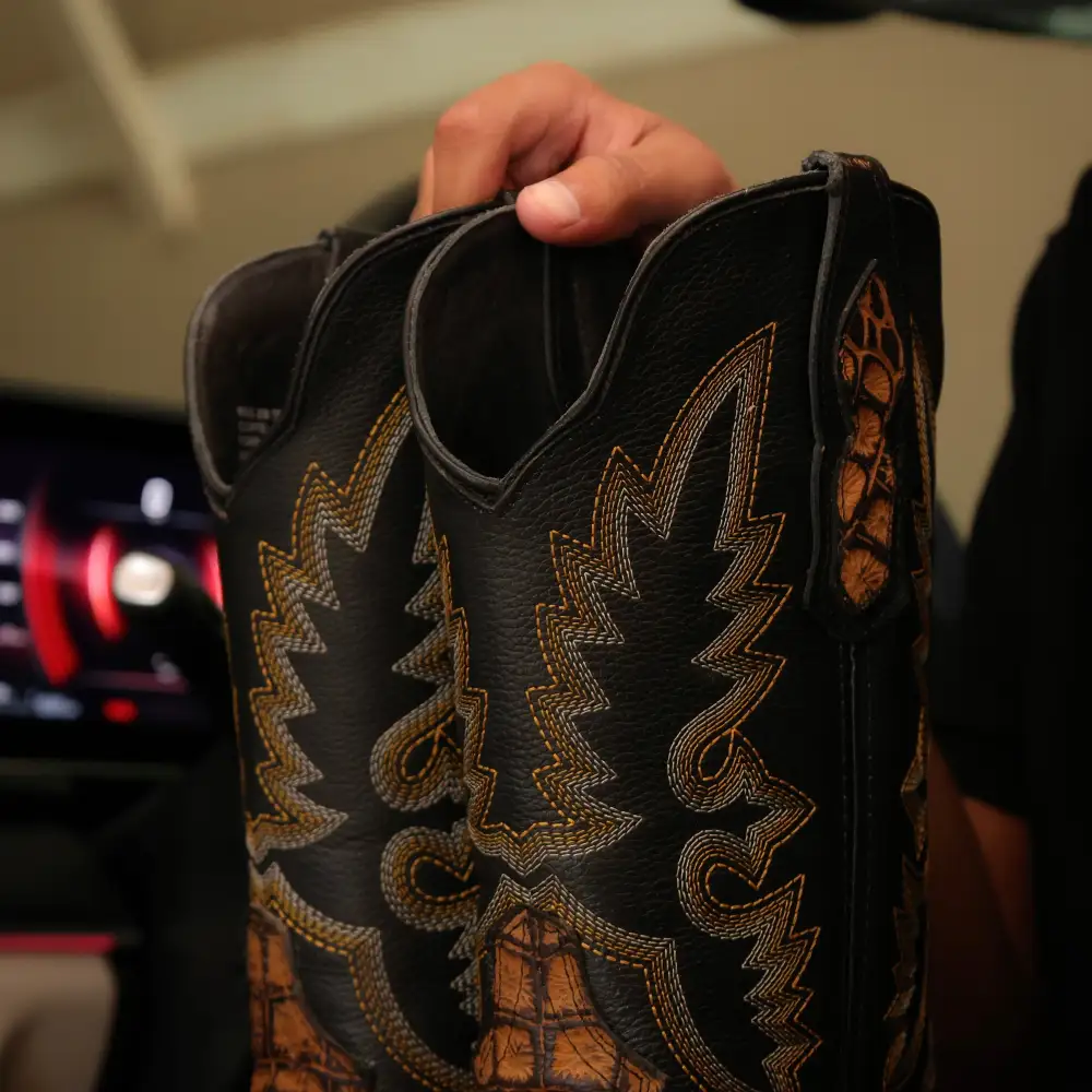 Rustic Honey Argentine Crocodile Leather Boots — Square Toe