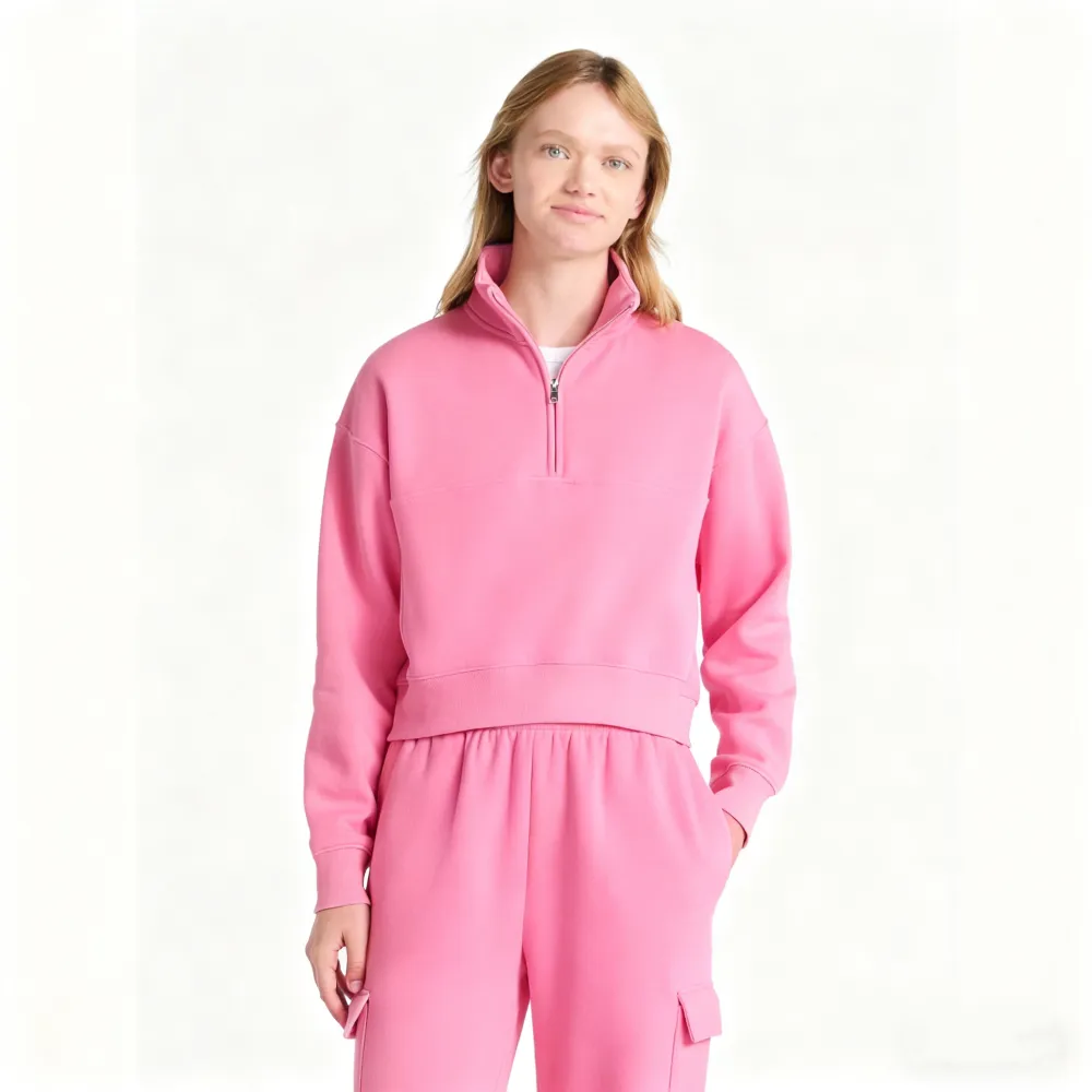 Women’s 2-Piece Set – Half Zip Sweatshirt & Wide Leg Pants