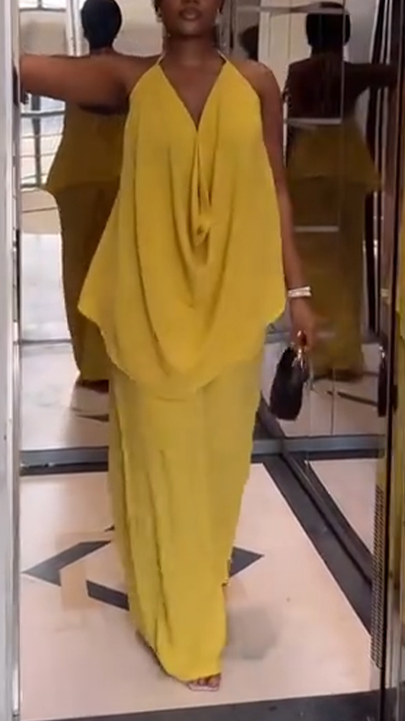 Womens Neck Hanging Solid Color Casual Set