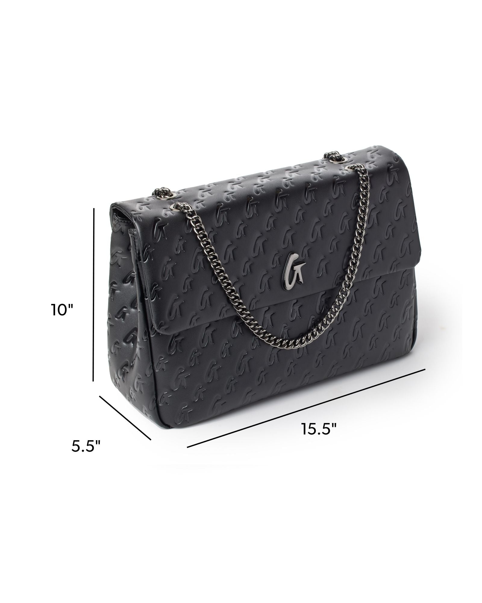 LARGE MONOGRAM FLAP BAG - BLACK