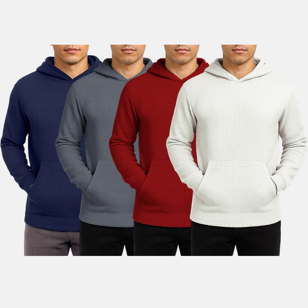 Men's Multi Pack Waffle Knit Pullover Hoodie (S-6XL)