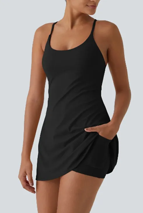 Plush Backless 2-in-1 Flare Active Dress -Plus Size Workout Edition