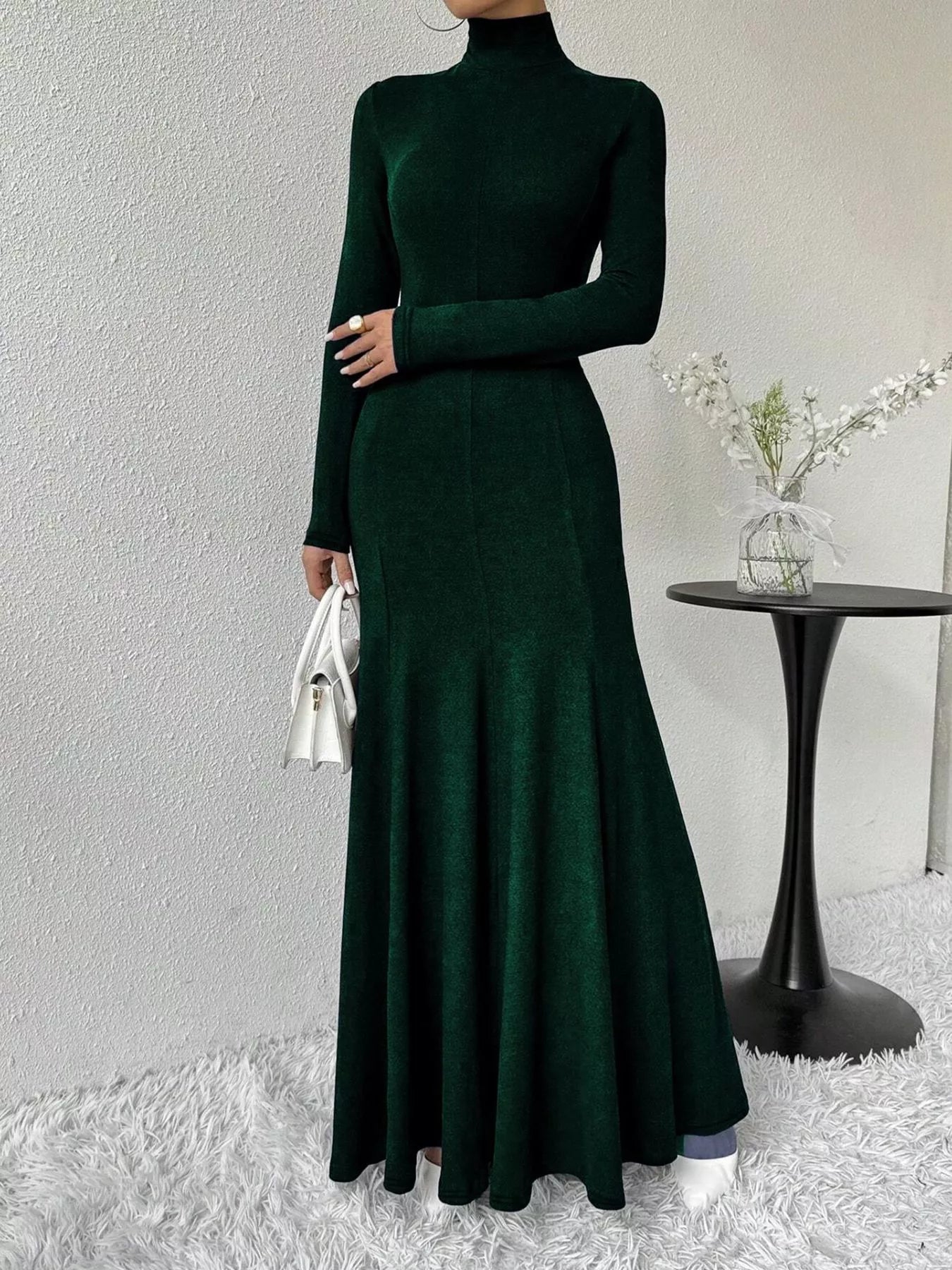 Turtleneck Long Sleeve Maxi Mermaid Dress