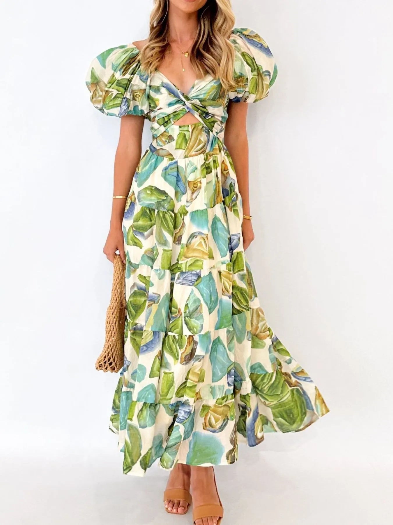 Off-Shoulder Floral Tiered Dress with Ruffle Details