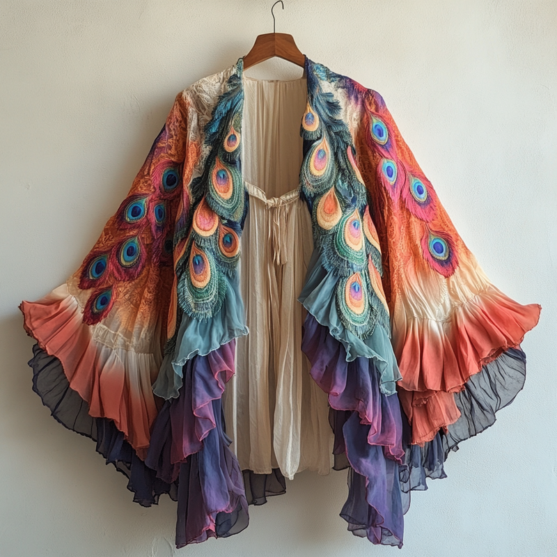 Summer original design elegant handmade feather kimono 615f
