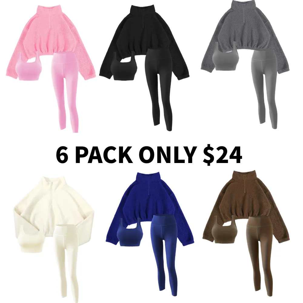 Women's Solid Thermal Lined Tracksuit Set