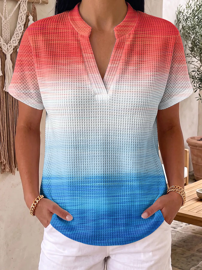 Women's 250th Anniversary of the United States Printed Waffle Top