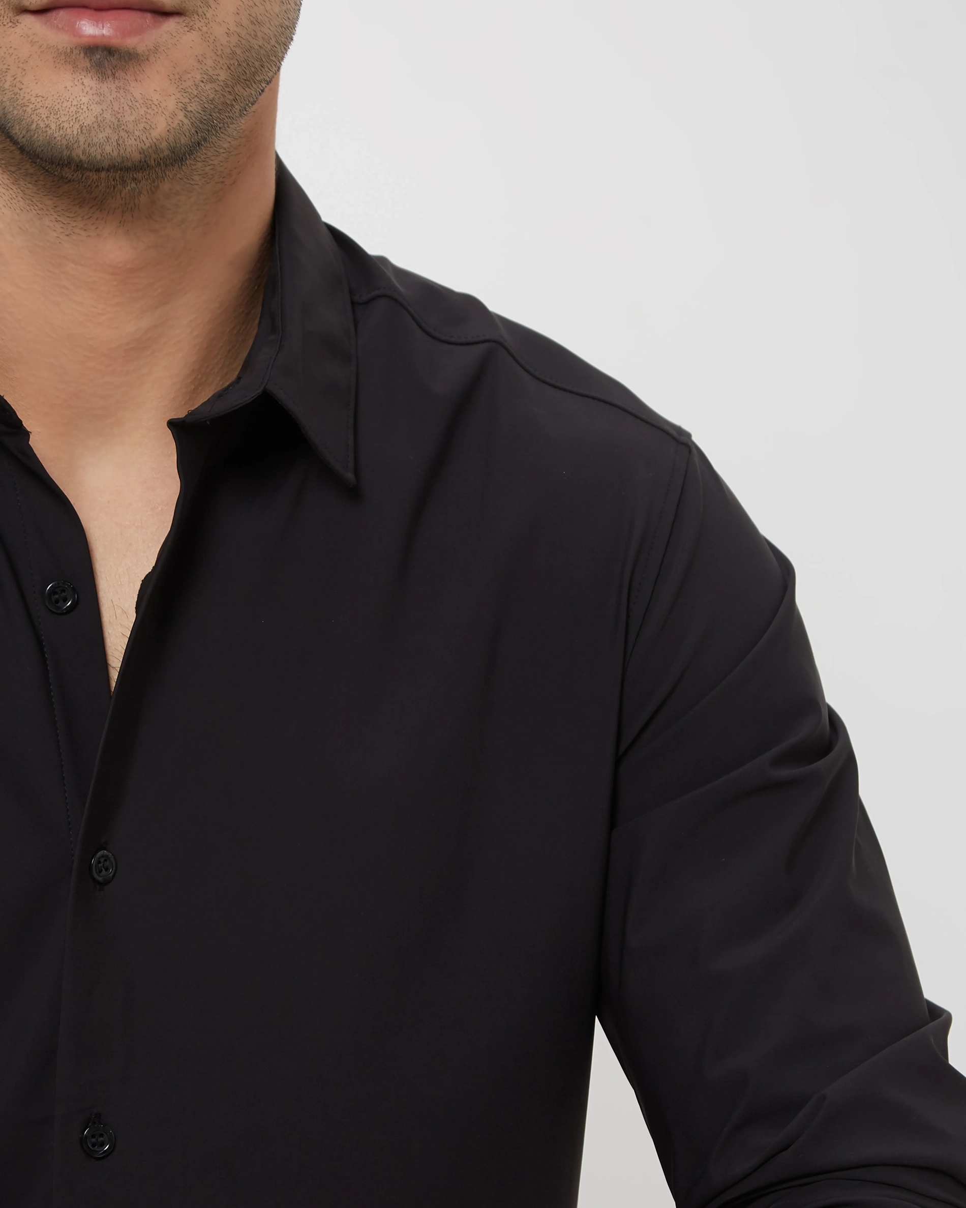 Simple And Comfortable Slim-Fit Breathable Black Shirt
