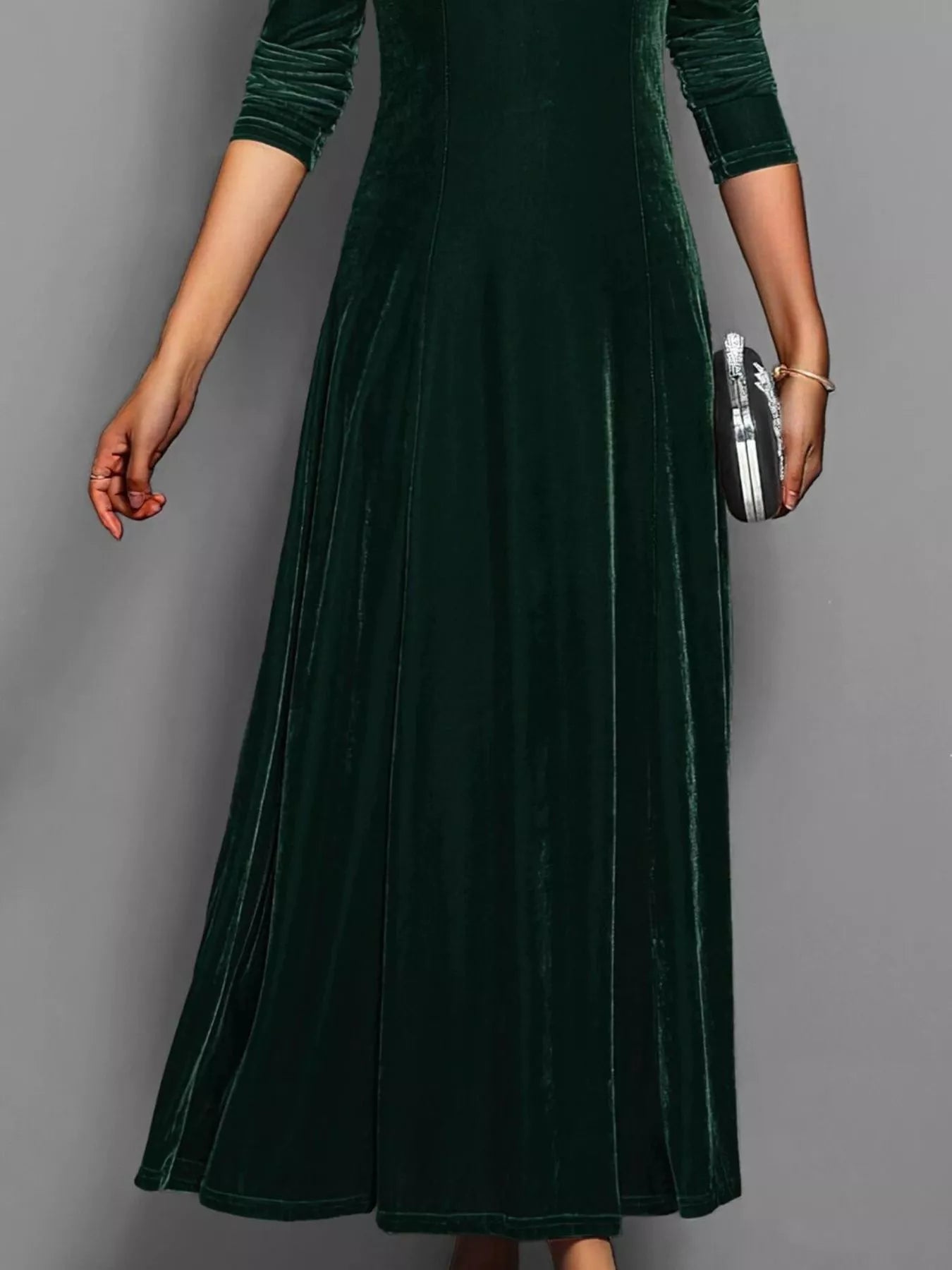 Velvet Long Sleeve A-Line Dress