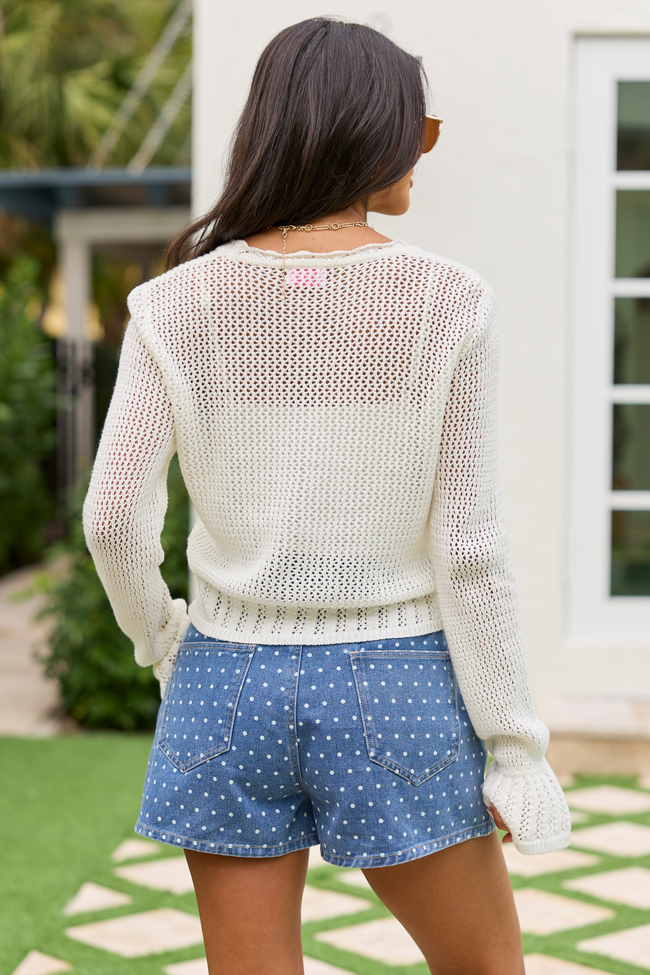 Lou Ivory Bell Sleeve Cardigan